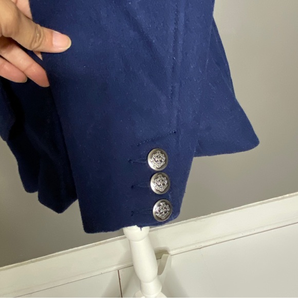 Free People Blue Peplum Military Style Pea Coat Jacket Wool Size 4 - Picture 9 of 16